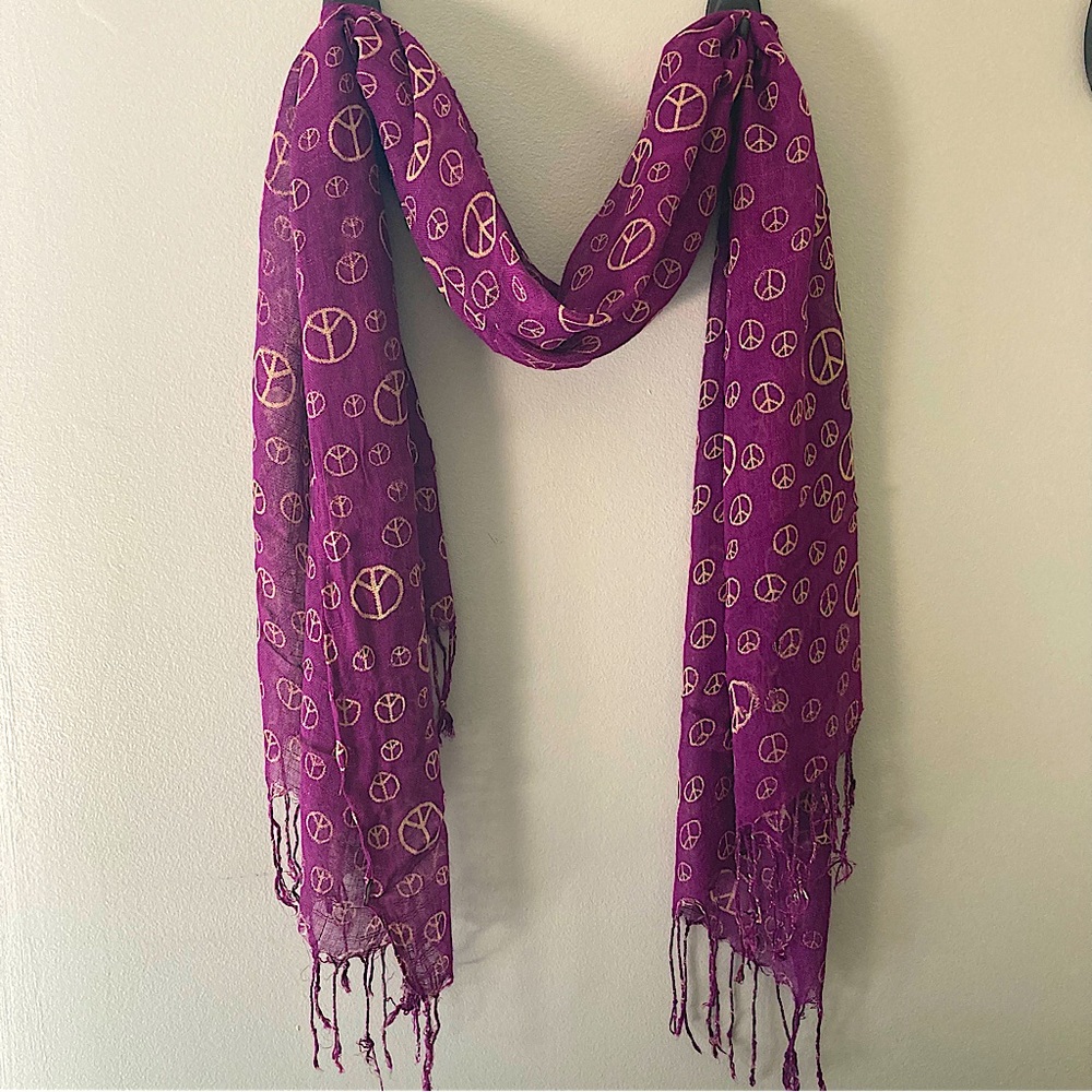 Purple Peace Sign Scarf